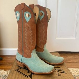 Fenoglio Tiffany Blue & Cognac Full Hide Boots 8.5